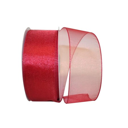 Reliant Ribbon Sheer Lovely Value Wired Edge Ribbon Scarlet 2.5 in. x 50 yards 99908W-908-40K